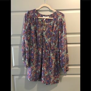 BCBGeneration sheer floral long sleeve romper